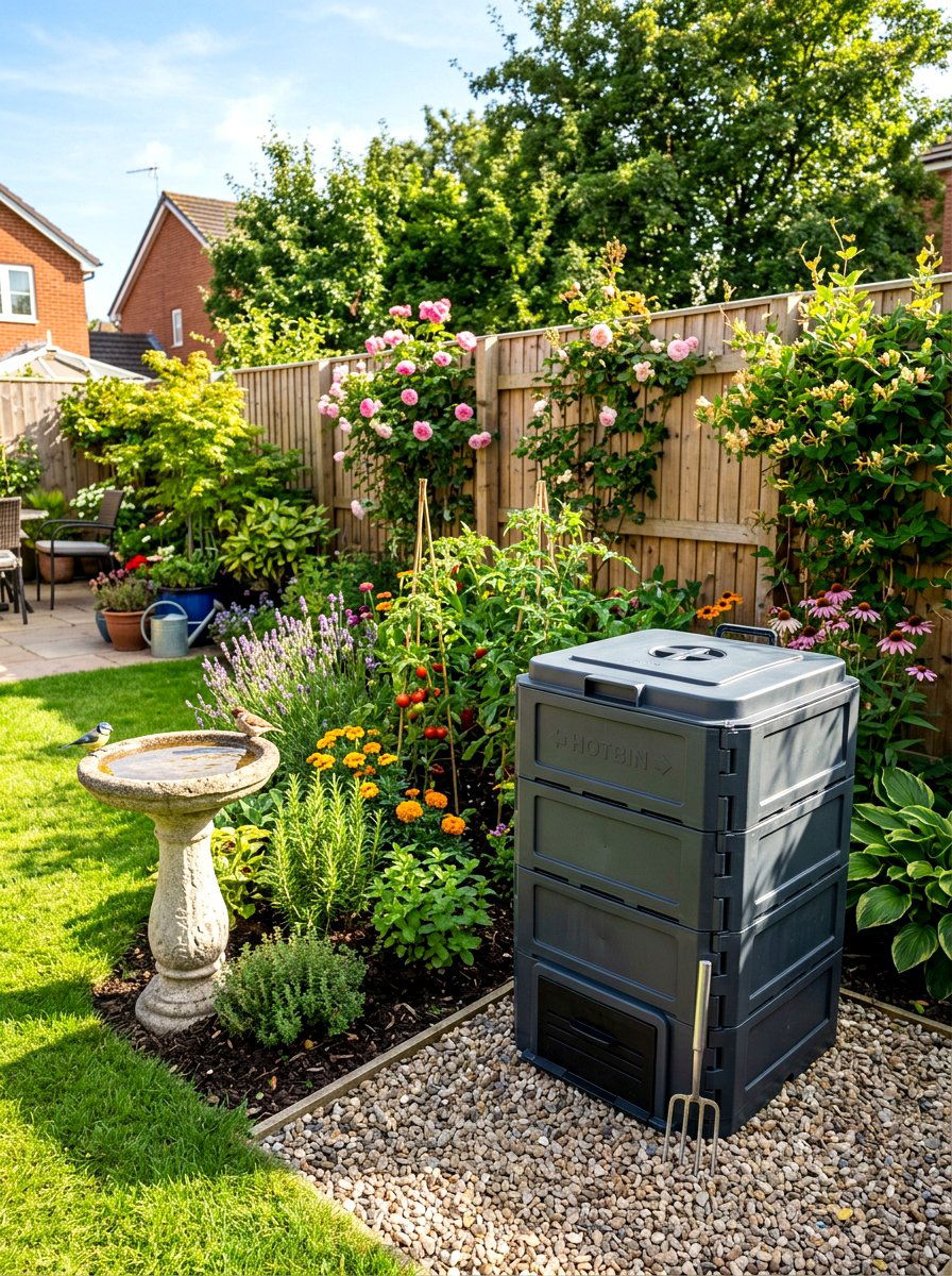Stackable plastic compost bin - 30 compost corner garden ideas