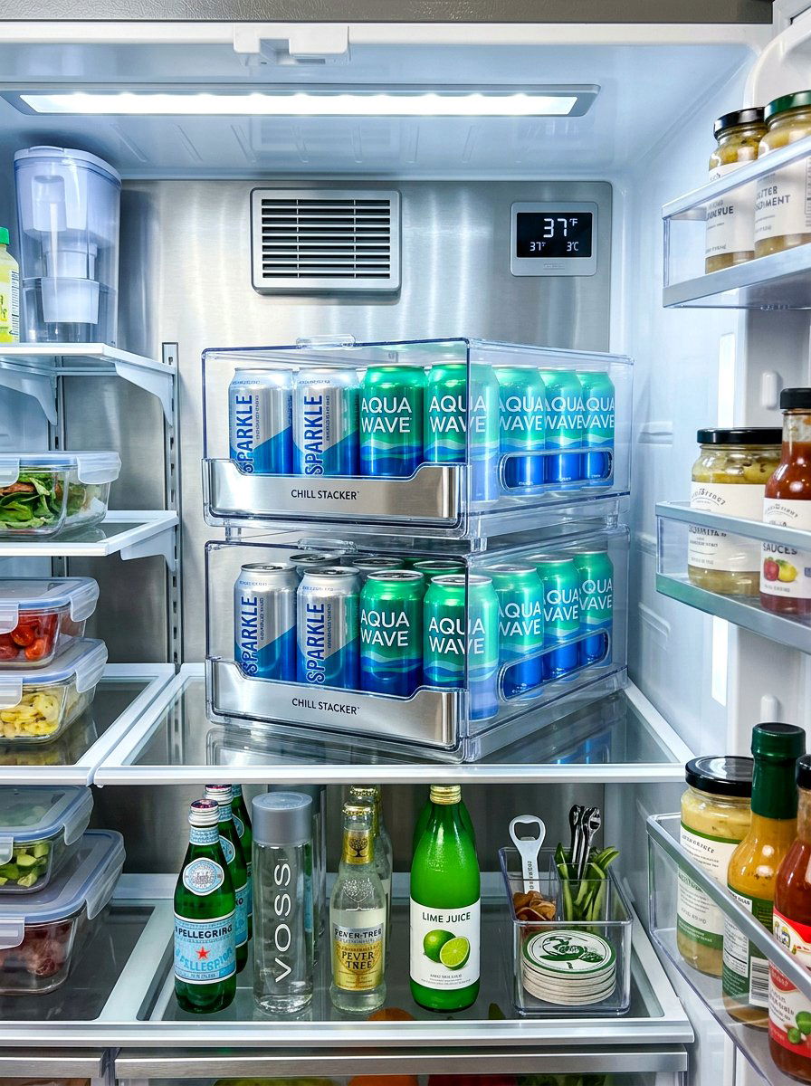 Stackable soda can dispenser - 30 aesthetic fridge organization ideas
