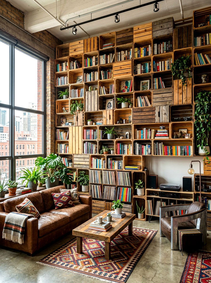 Stackable storage crates - 30 family friendly living room storage ideas