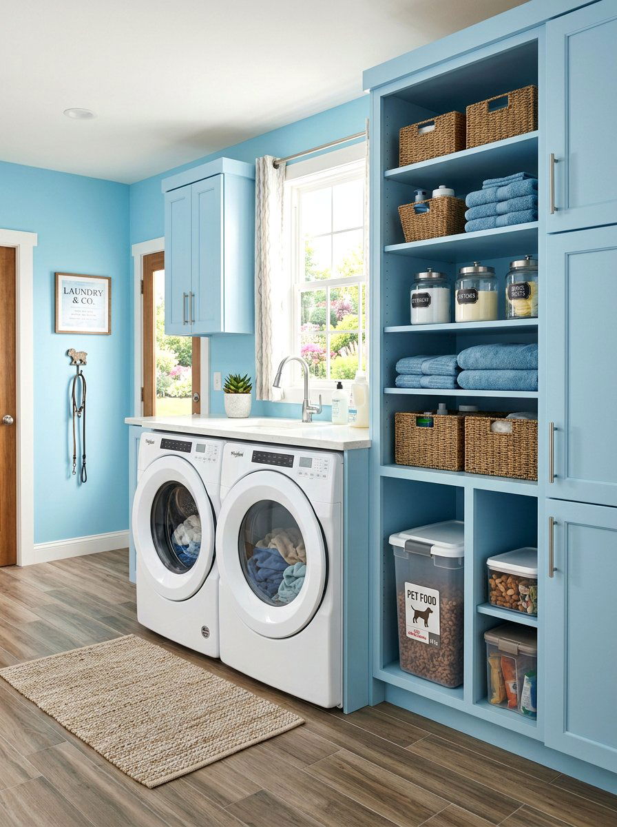 Stackable washer dryer layout - 30 pet laundry room ideas