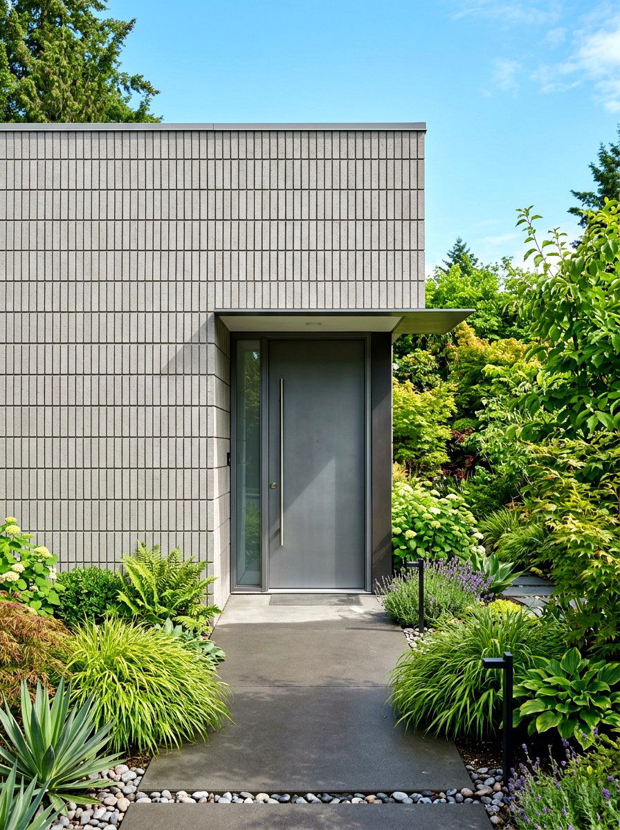 Stacked Bond Modern Brick Entry - 30 brick stoop ideas
