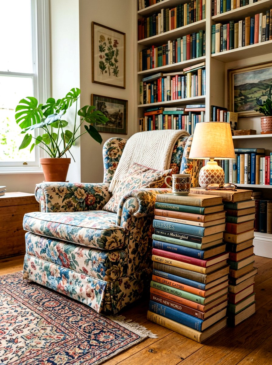 Stacked Book Table - 30 English manor living room ideas