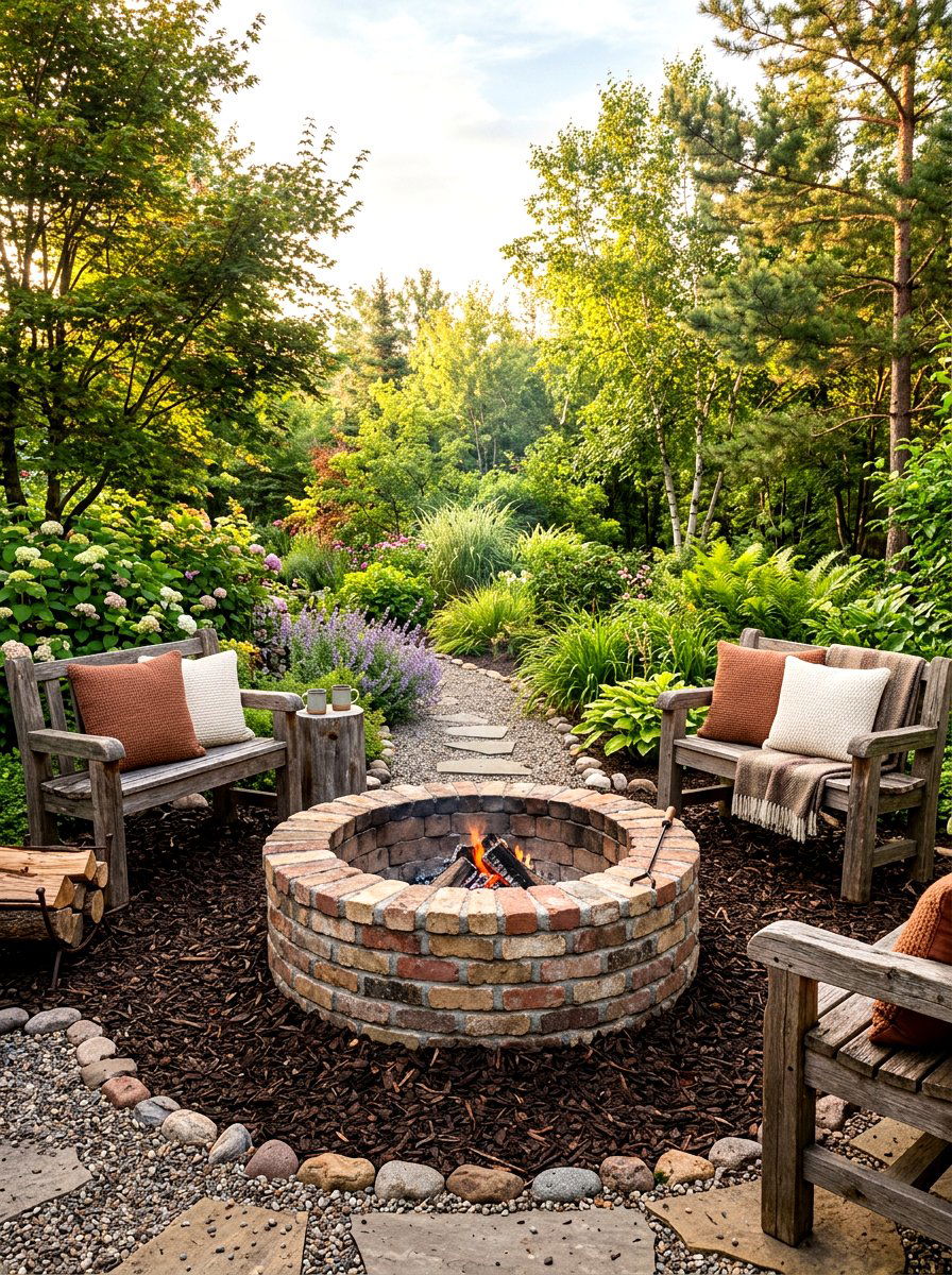 Stacked Brick Fire Pit - 30 brick fire pit ideas