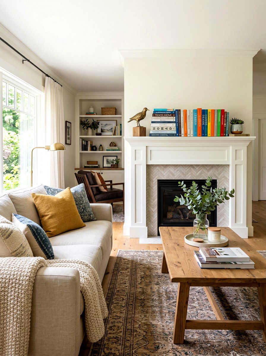 Stacked Coffee Table Books - 30 mantel shelf styling ideas