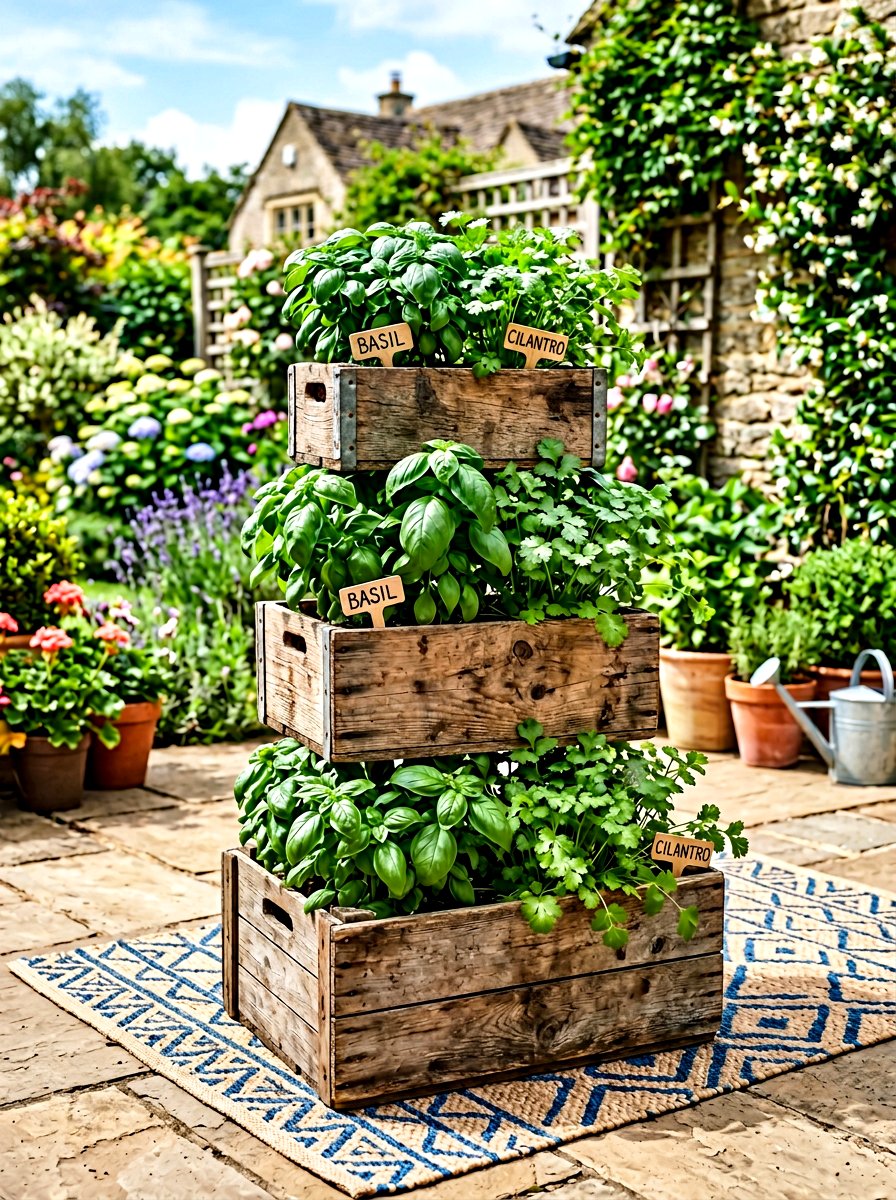 Stacked Crate Herb Garden - 30 small herb garden ideas
