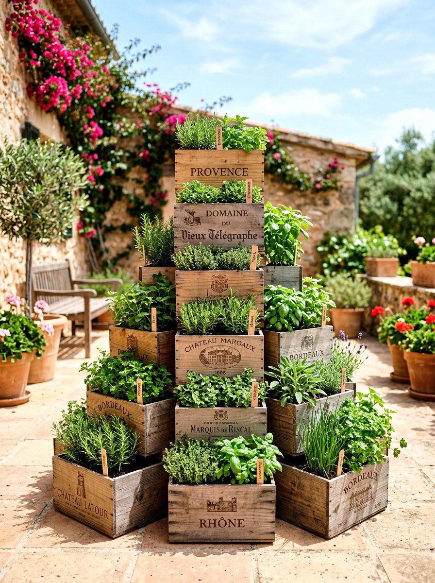 Stacked Crate Herb Garden - 30 herb garden layout ideas