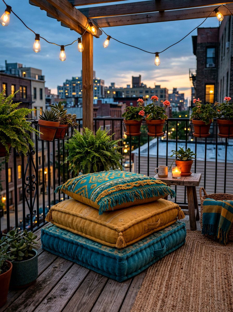 Stacked Floor Cushion - 30 outdoor pouf lounge ideas
