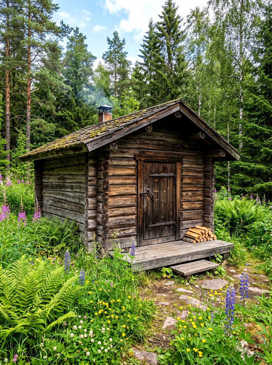 Stacked Log Sauna - 30 backyard sauna ideas