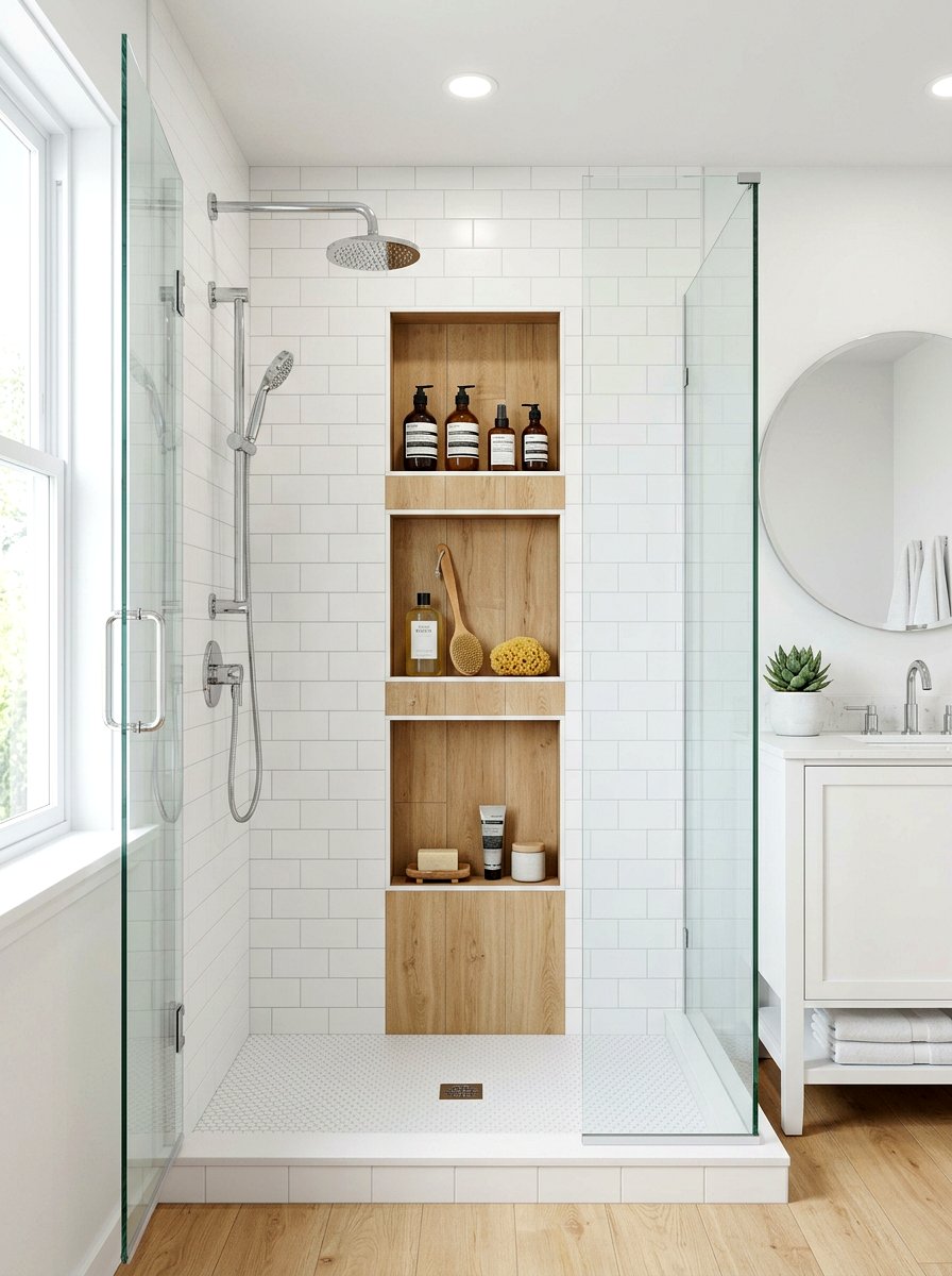 Stacked Shower Niche - 30 shower niche ideas