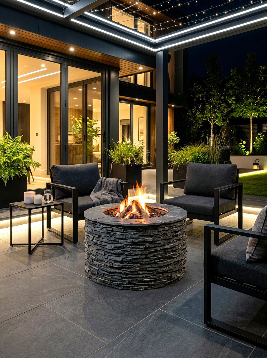 Stacked Slate Fire Pit - 30 budget fire pit ideas