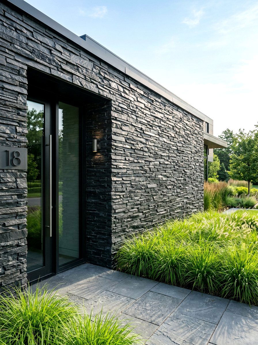 Stacked Slate Wall - 30 garden retaining wall ideas