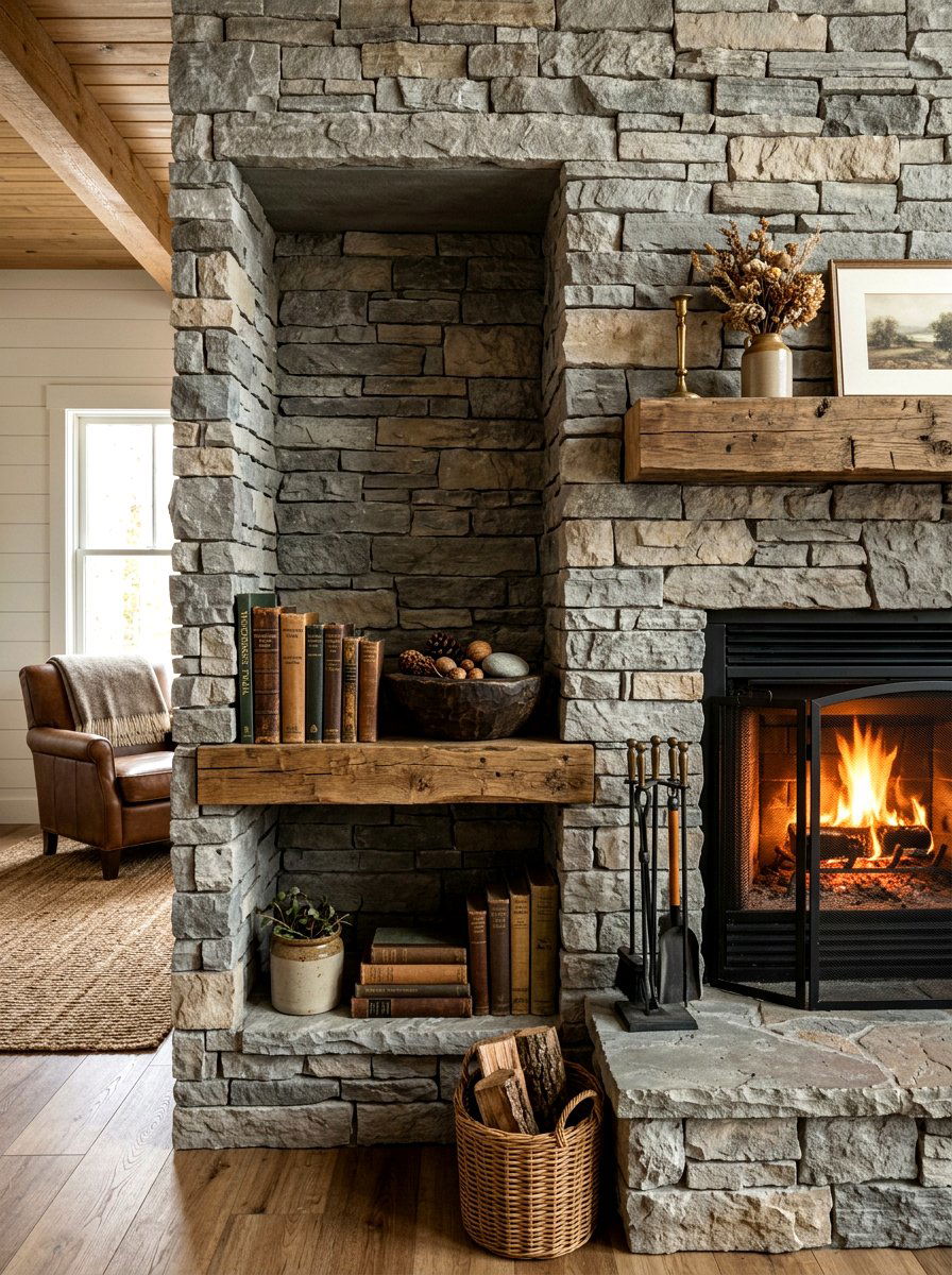 Stacked Stone Alcove - 30 niche shelf styling ideas