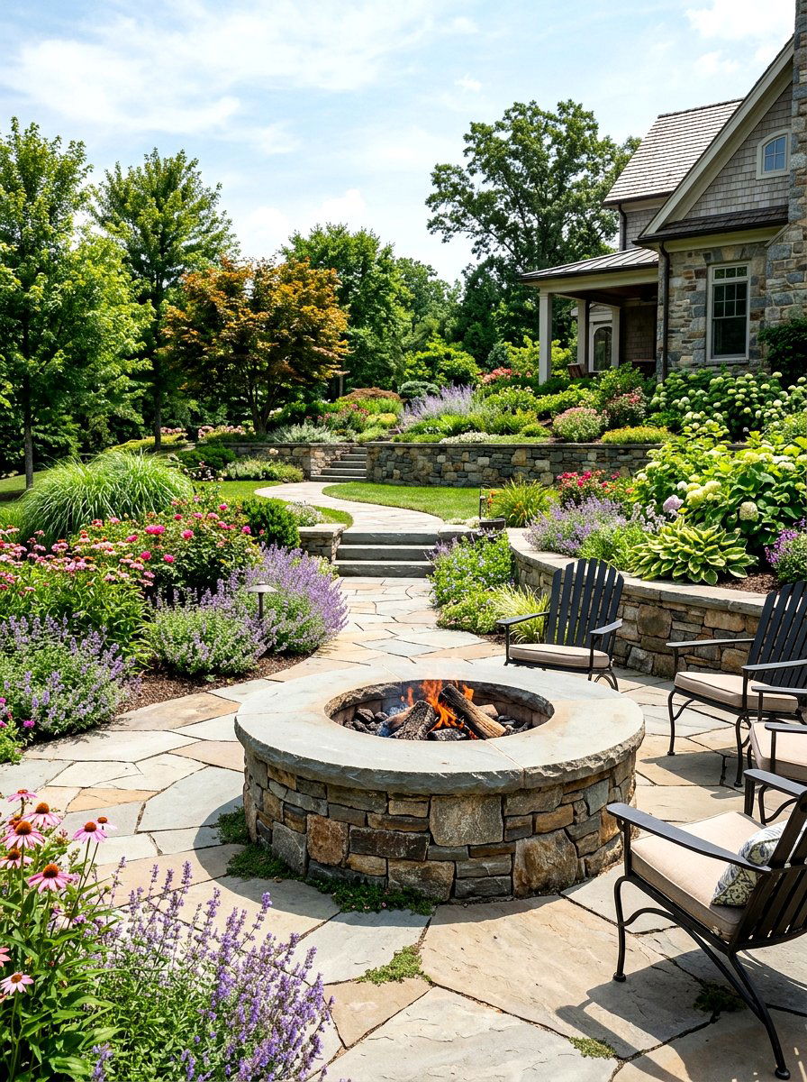 Stacked Stone Fire Pit - 30 rustic fire pit ideas