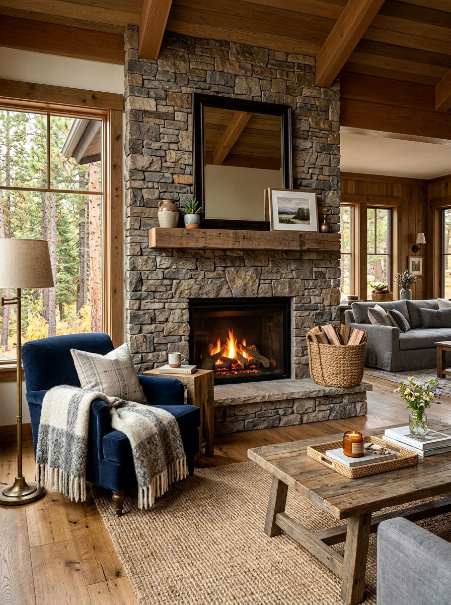 Stacked Stone Fireplace Wall - 30 electric fireplace wall ideas