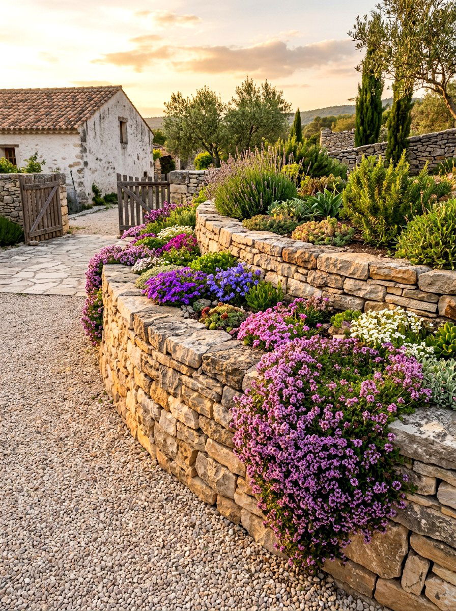 Stacked Stone Garden Wall - 30 raised planter box ideas
