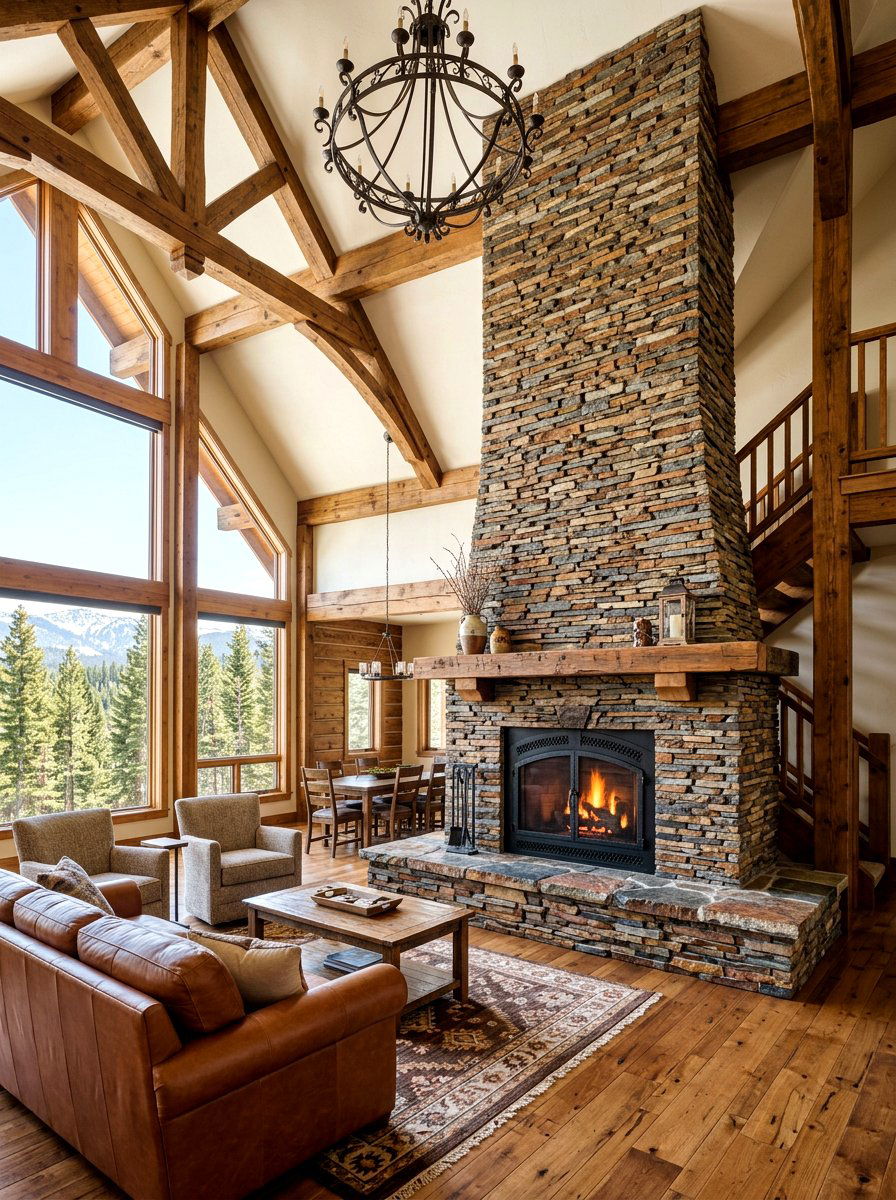 Stacked Stone Hearth - 30 fireplace hearth ideas