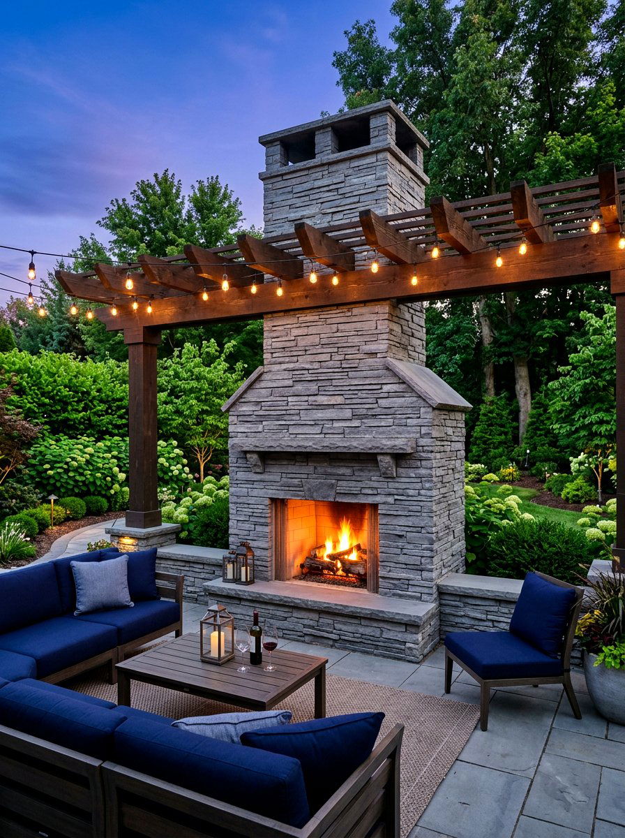 Stacked Stone Outdoor Fireplace - 30 stone outdoor fireplace ideas