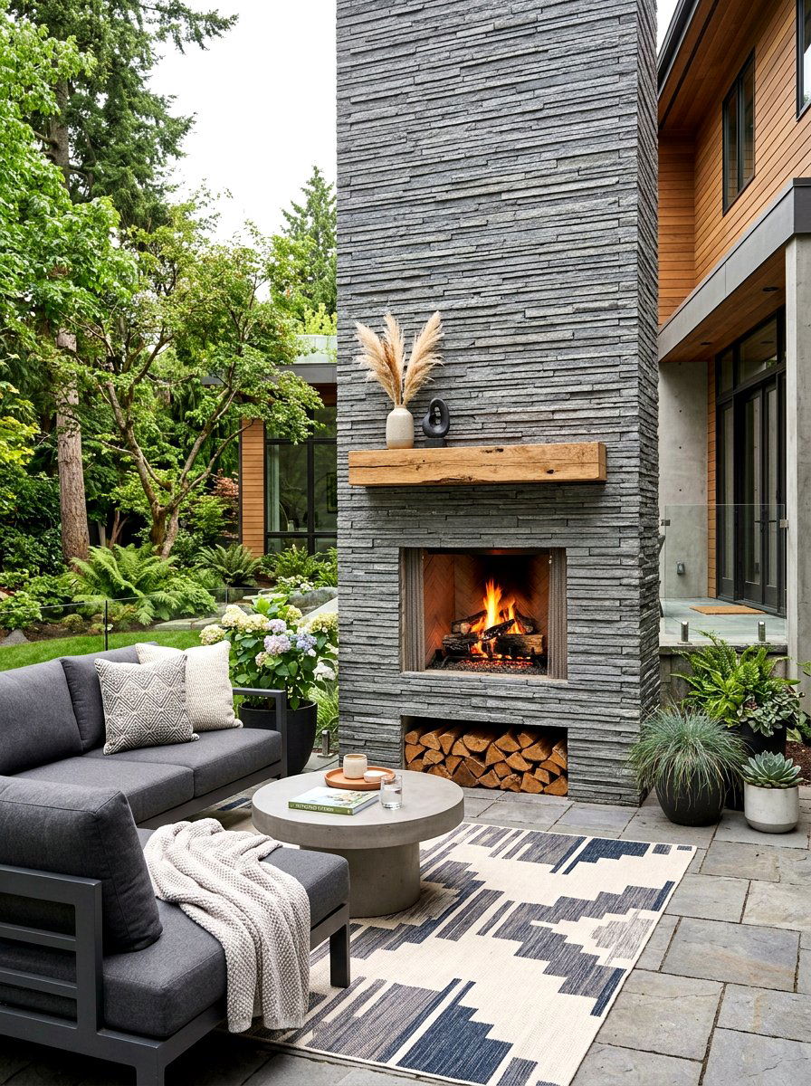 Stacked Stone Patio Fireplace - 30 covered patio fireplace ideas
