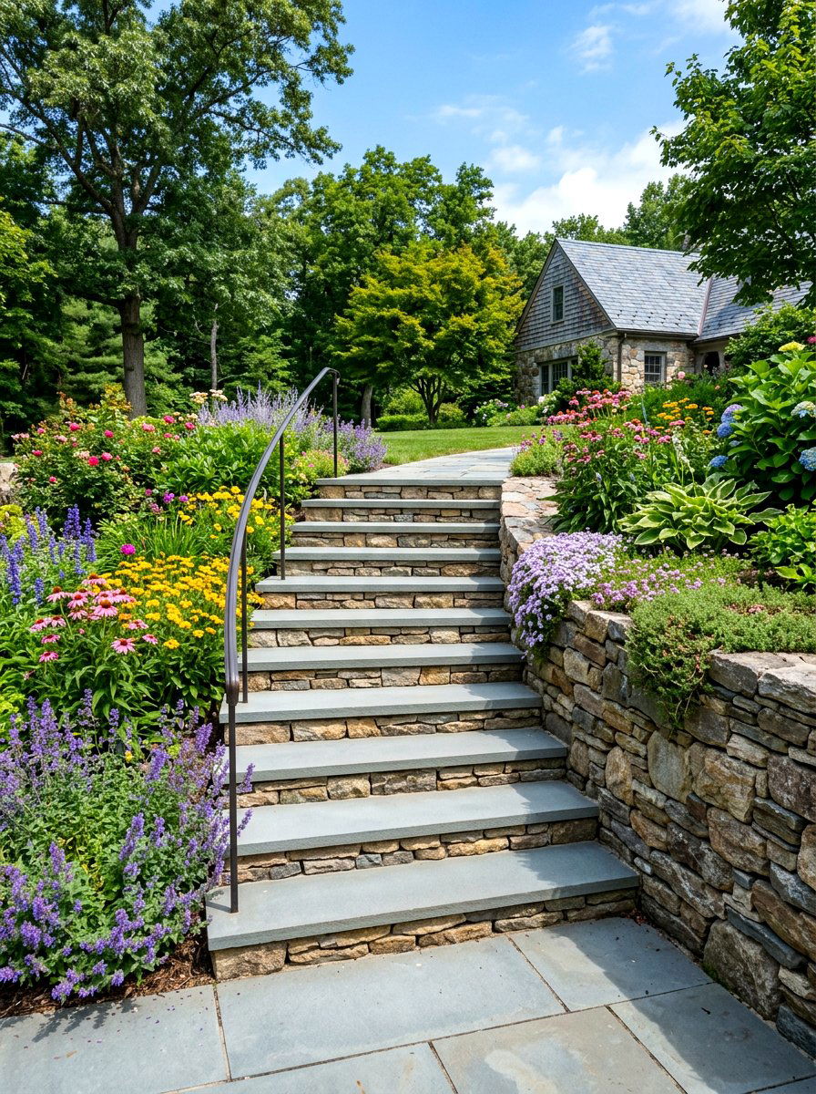 Stacked Stone Risers - 30 stone front steps ideas