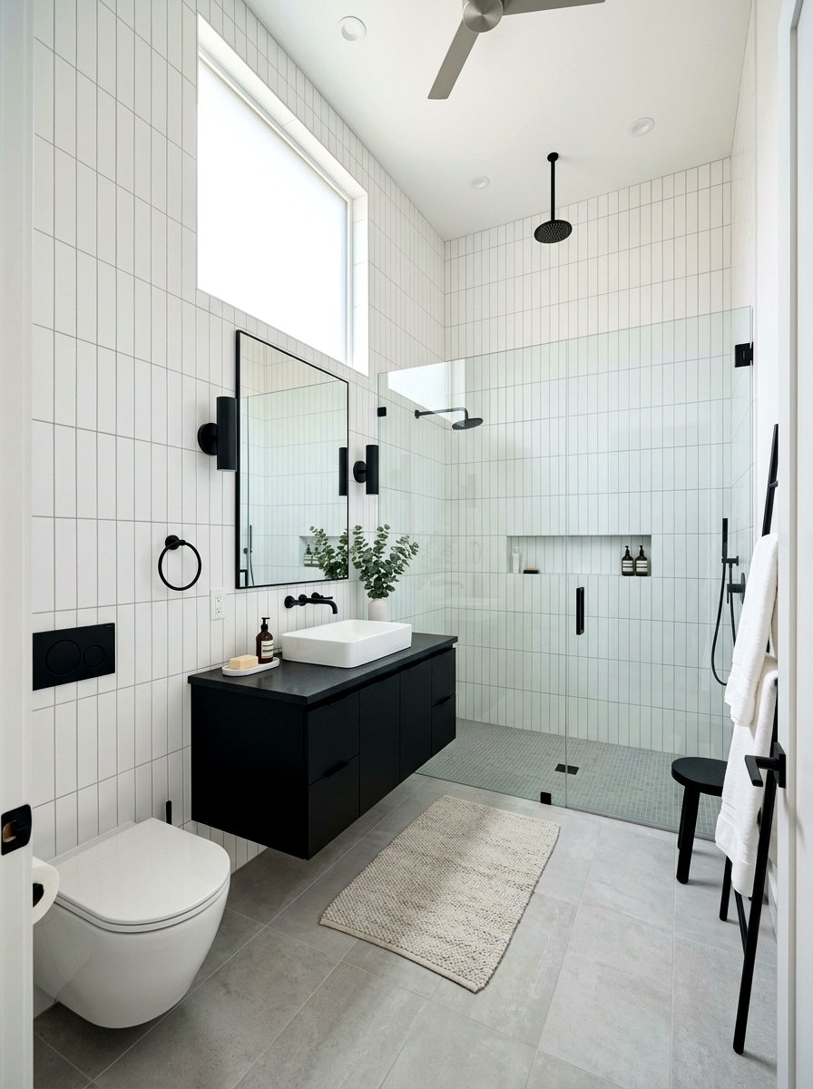Stacked Vertical Tile White Grout - 30 light grout bathroom ideas