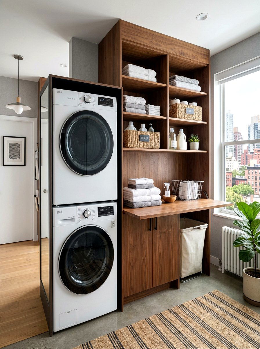 Stacked Washer Dryer Folding Station - 30 folding station laundry ideas