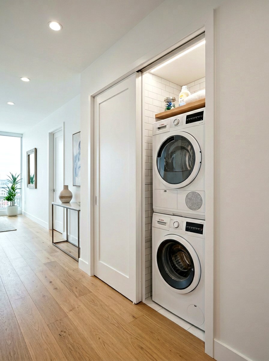 Stacked Washer Dryer Pocket Doors - 30 stacked washer dryer ideas
