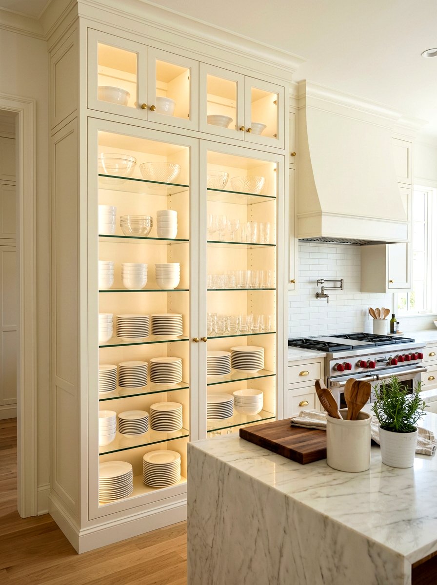 Stacked White Dishware - 30 Nancy Meyers kitchen ideas