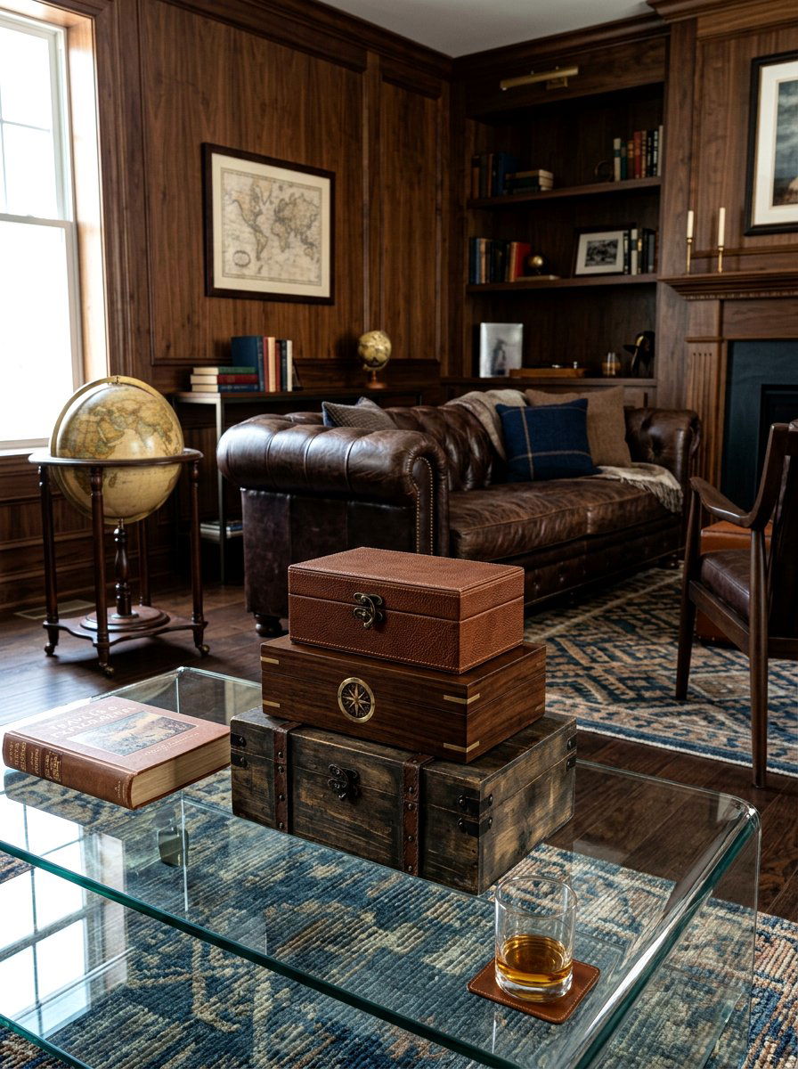 Stacked decorative box - 30 glass coffee table styling ideas