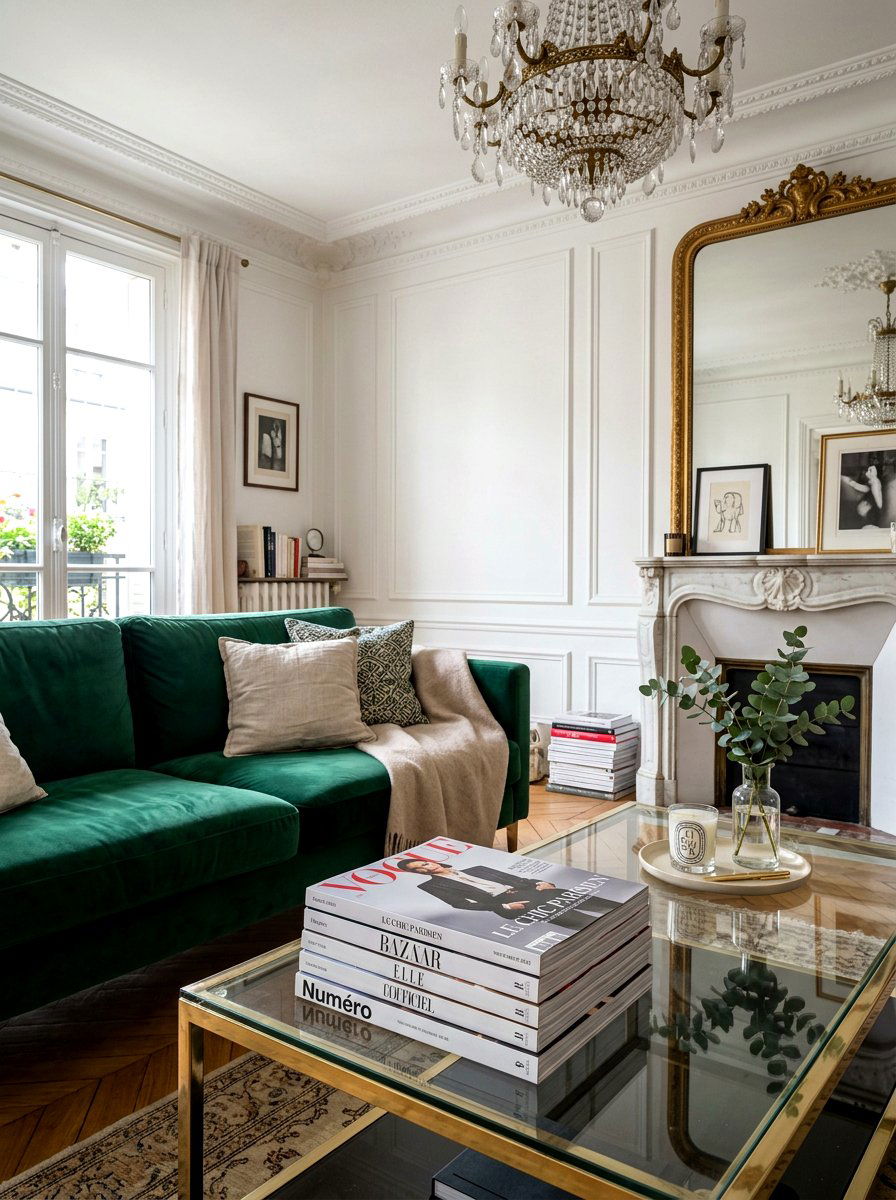 Stacked fashion magazine - 30 glass coffee table styling ideas