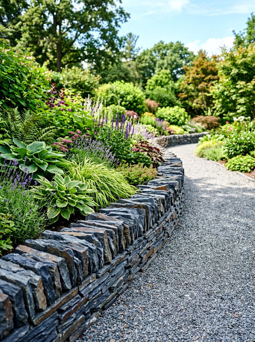 Stacked slate border - 30 vegetable garden border ideas