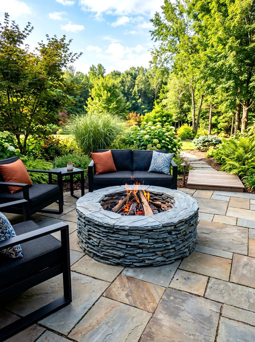 Stacked slate fire pit - 30 diy style fire pit ideas