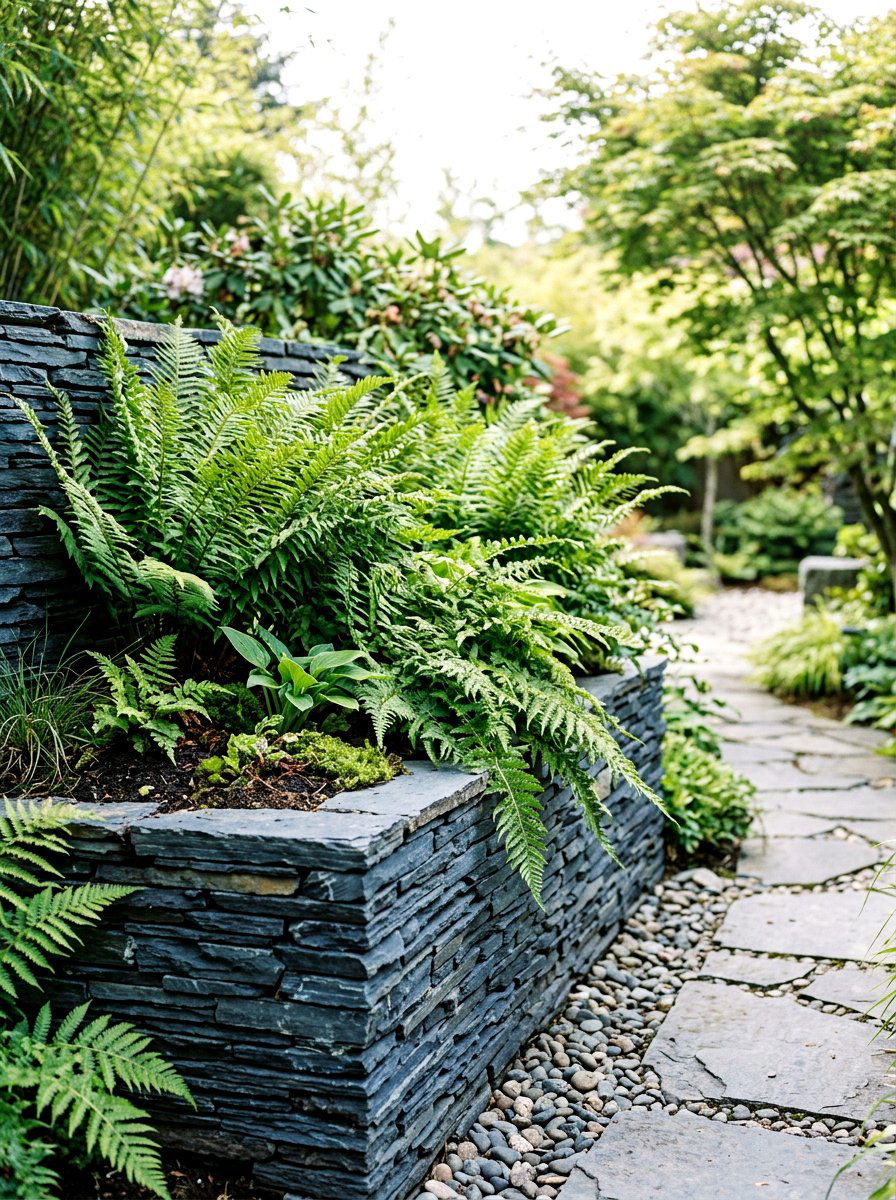 Stacked slate garden bed - 30 modern raised bed ideas