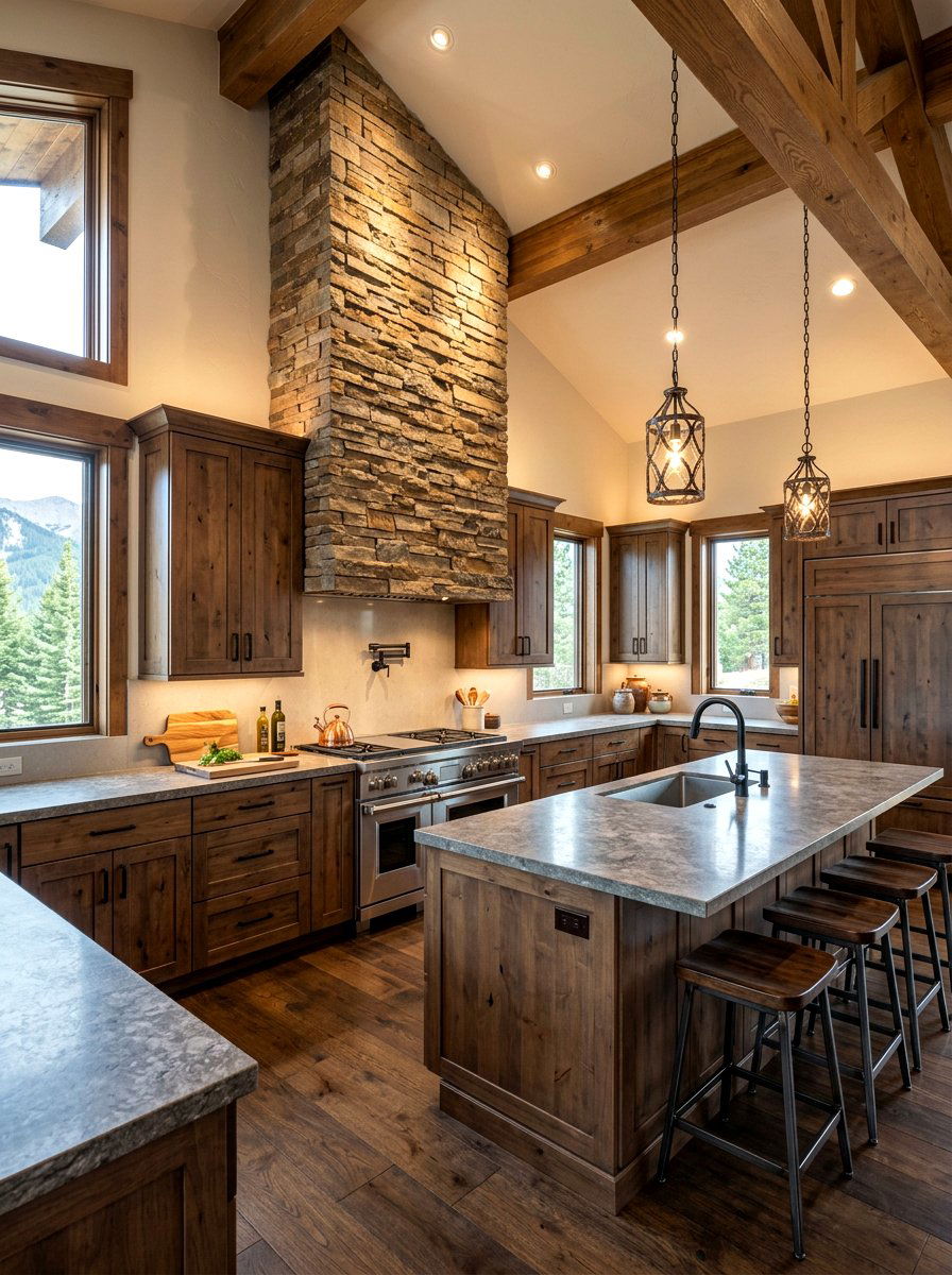 Stacked stone hood - 30 stone hood kitchen ideas