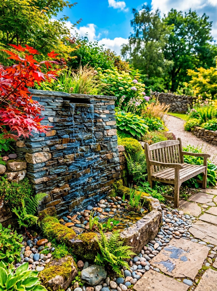Stacked stone wall fountain - 30 wall fountain ideas