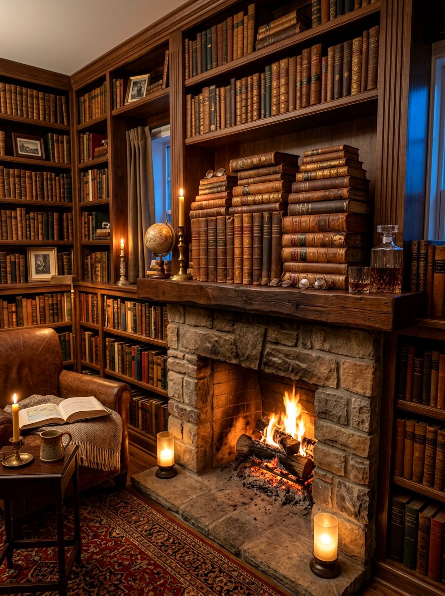 Stacked vintage books - 30 mantel shelfie ideas