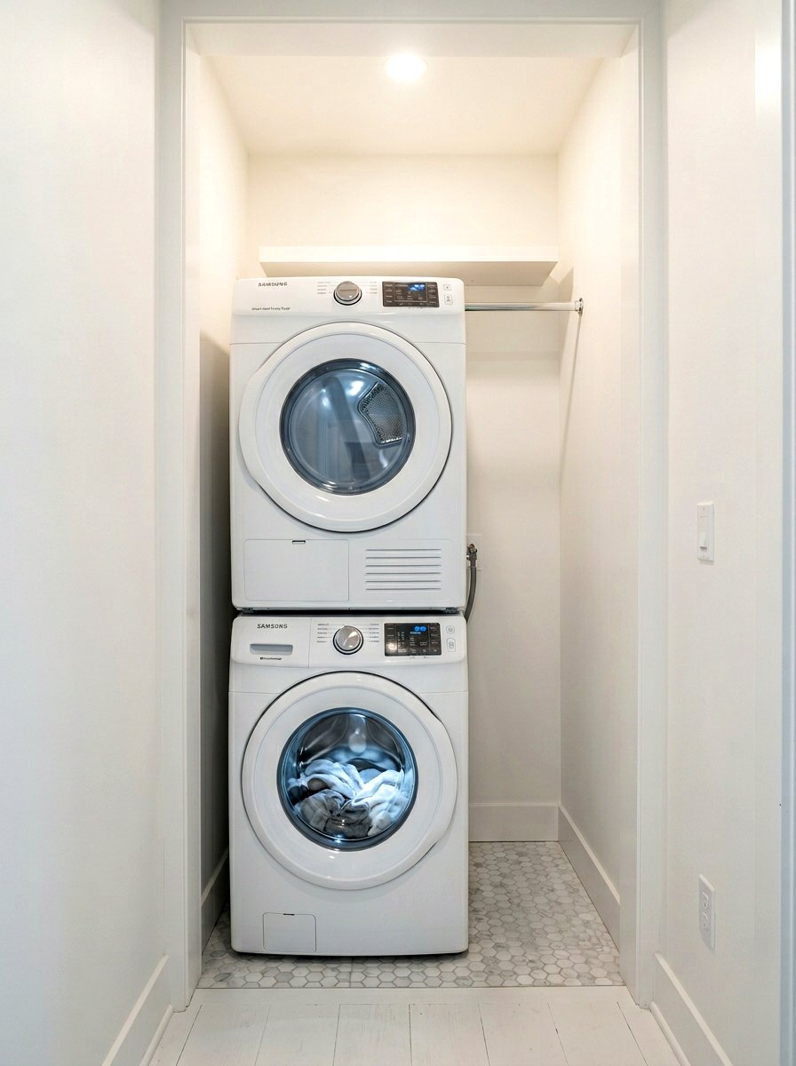 Stacked washer and dryer - 30 small laundry room ideas