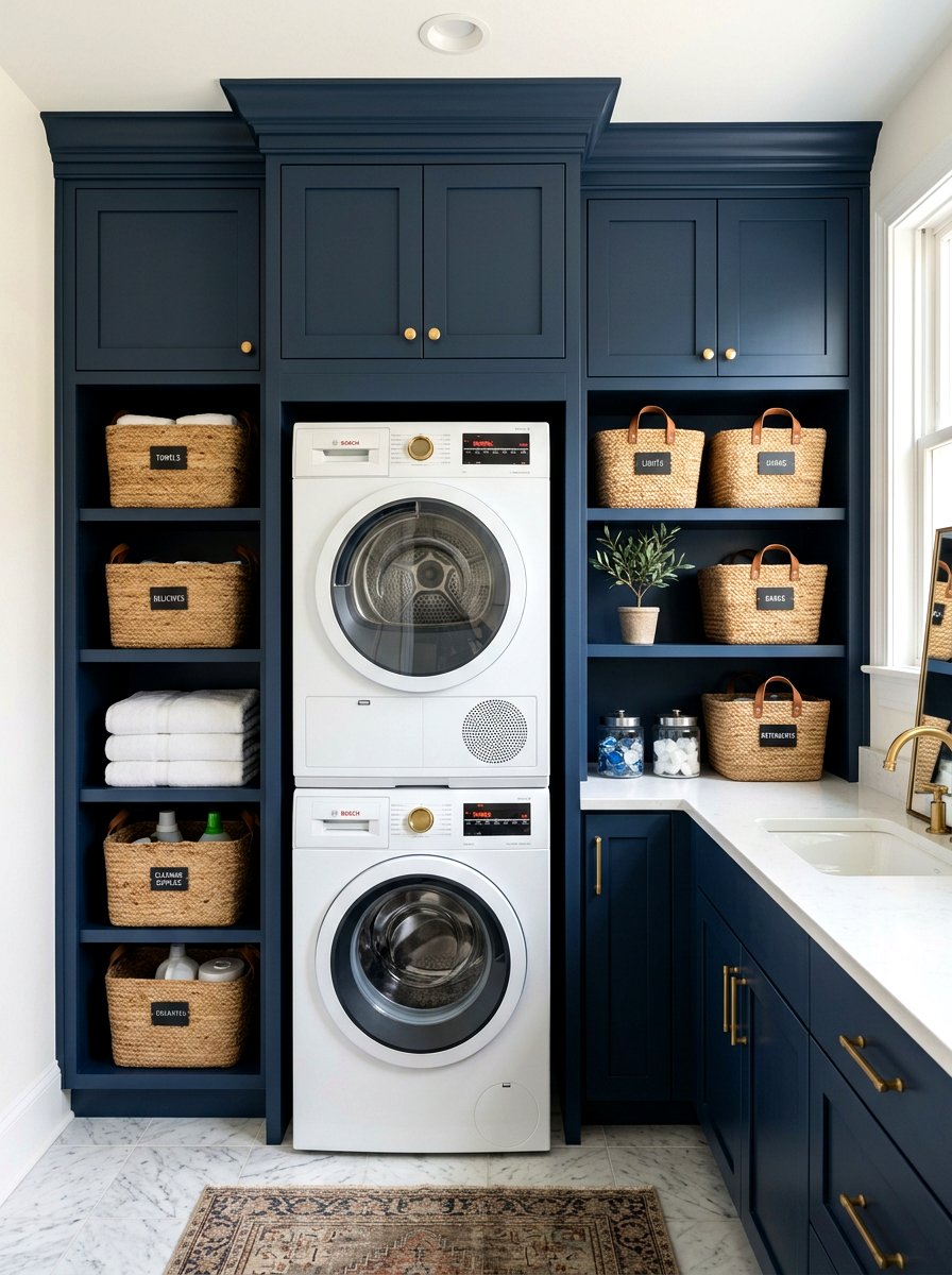 Stacked washer and dryer cabinet - 30 modern laundry room ideas
