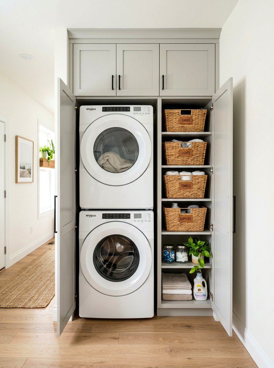 30 Washer Dryer Enclosure Ideas for a Neat, Hidden Laundry Setup