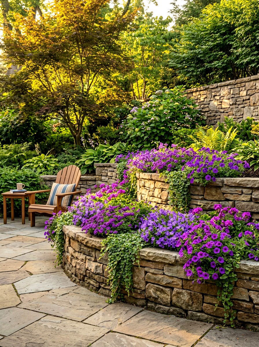 Stacking Stone Planter - 30 privacy wall planter ideas
