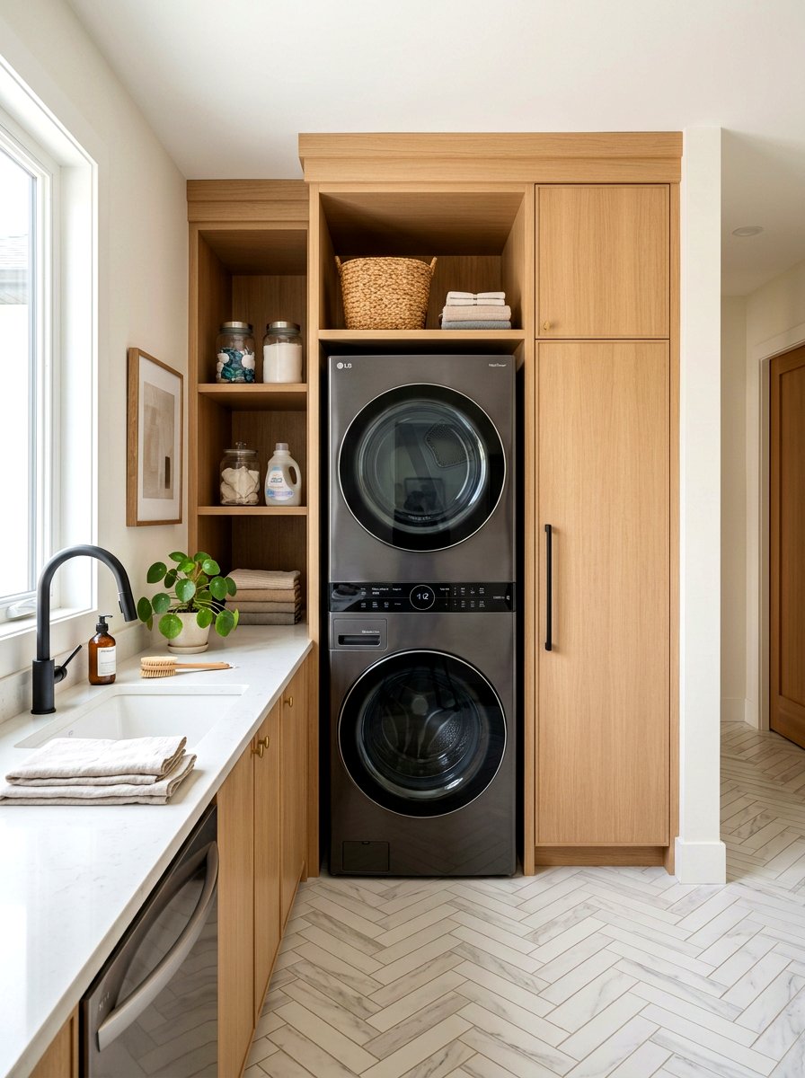 Stacking Washer And Dryer - 30 laundry room storage ideas