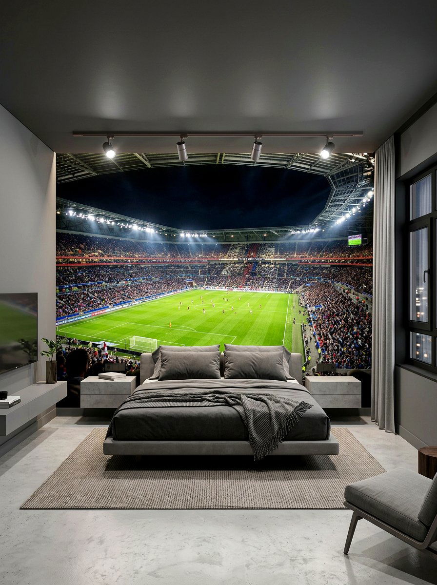 Stadium Mural Bedroom - 30 sports bedroom ideas