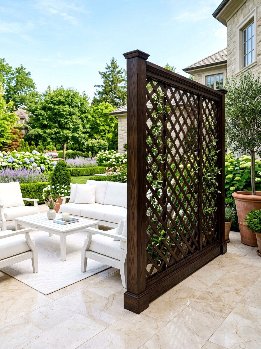 Stained Dark Oak Lattice - 30 lattice fence ideas