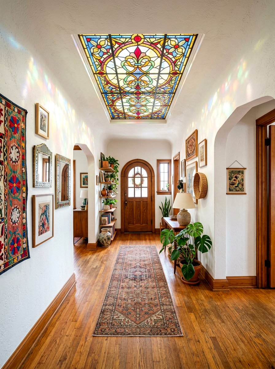 Stained Glass Ceiling Fixture - 30 hallway lighting ideas