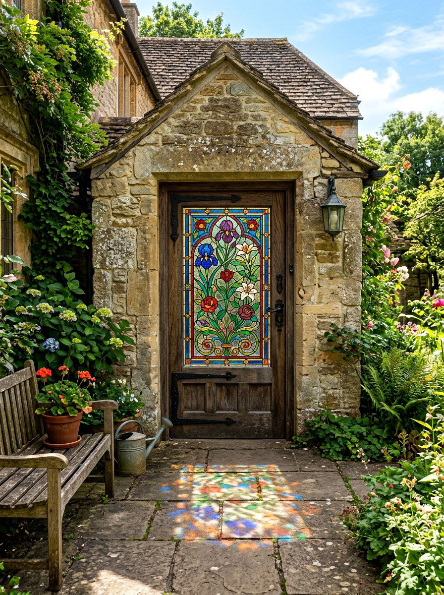 Stained Glass Front Door - 30 cottage stoop ideas