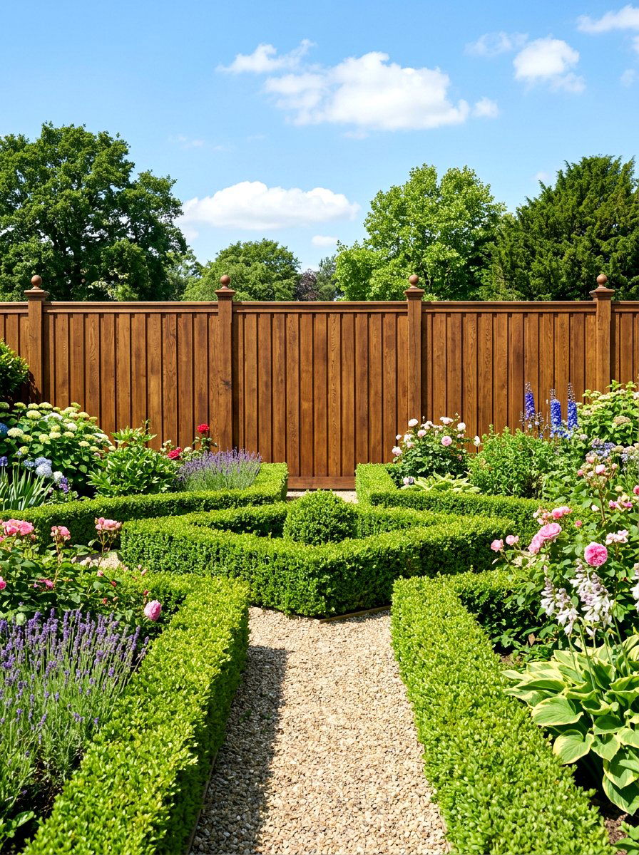 Stained Oak Privacy Fence - 30 slatted privacy wall ideas