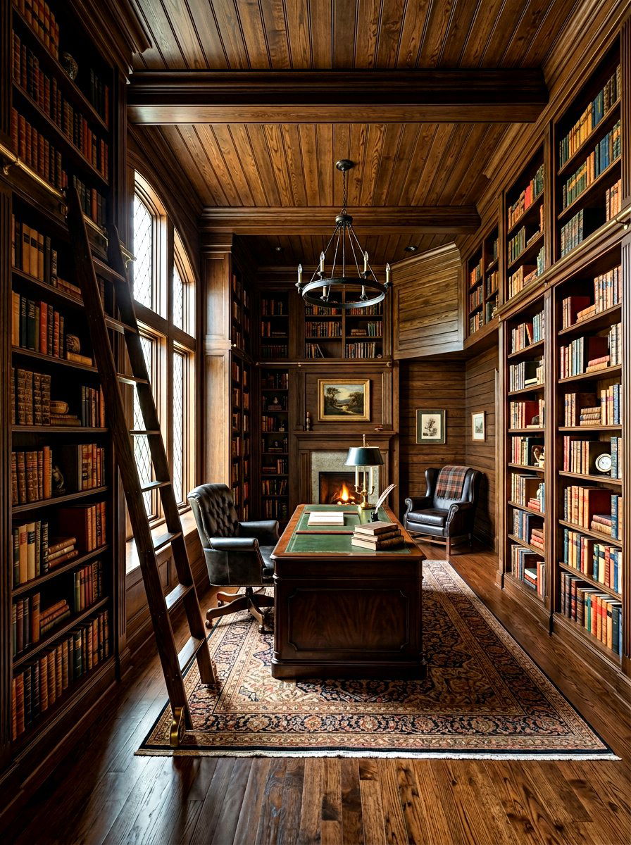 Stained Oak Shiplap Library - 30 shiplap wall ideas