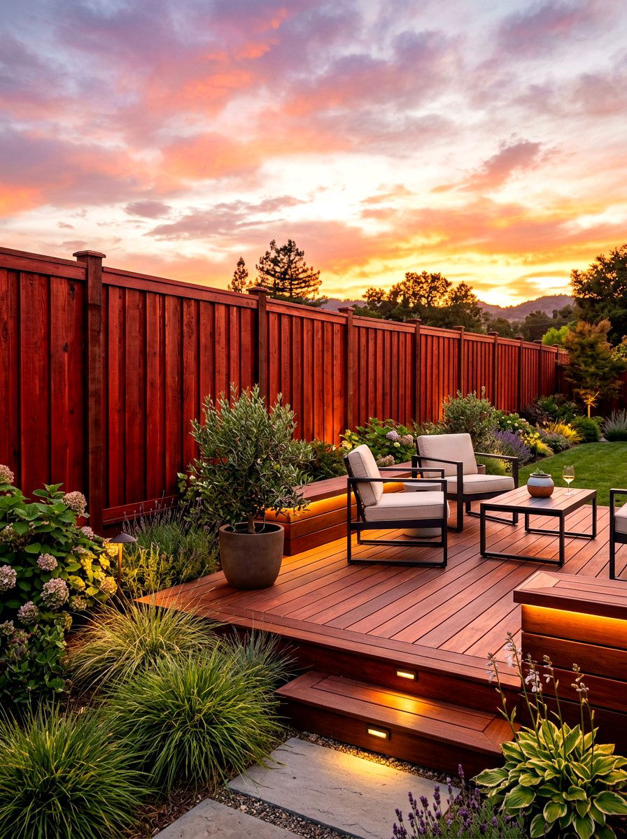Stained Redwood Fence - 30 modern fence ideas
