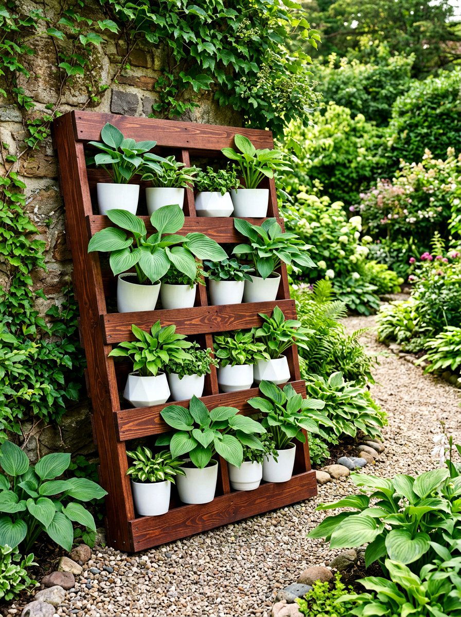 Stained Wood Pallet - 30 pallet garden wall ideas