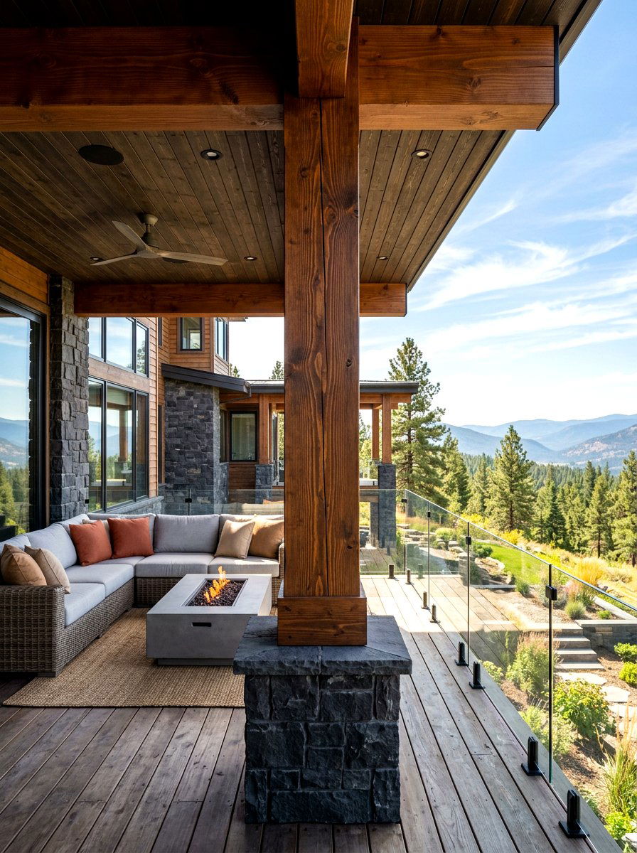 Stained wood porch column - 30 porch column ideas