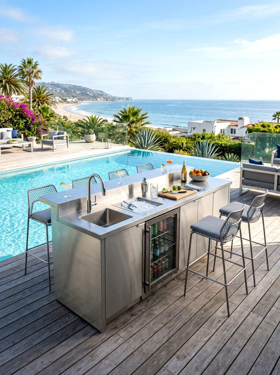 Stainless Steel Bar Island - 30 grill island ideas